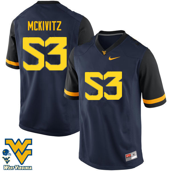 Men #53 Colton McKivitz West Virginia Mountaineers College Football Jerseys-Navy - Click Image to Close